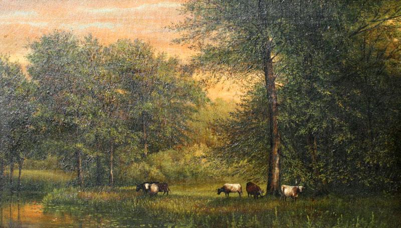 Appraisal: PRIMITIVE COW PAINTING SIGNED CHAS WILLSON Oil Canvas Board ''