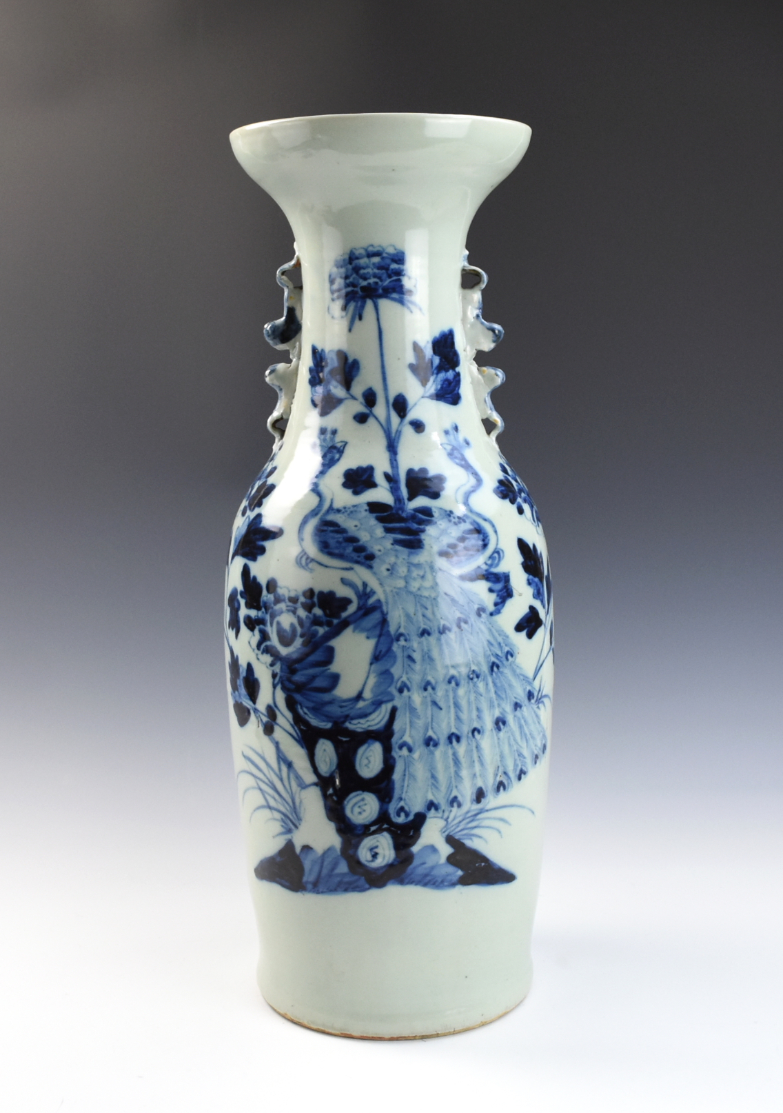 Appraisal: LARGE CHINESE CELADON BLUE WHITE VASE Chinese th C painted