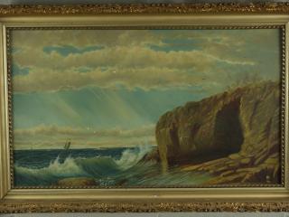 Appraisal: OIL ON CANVAS Seaside Rocky Headland with Swirling Waters Below