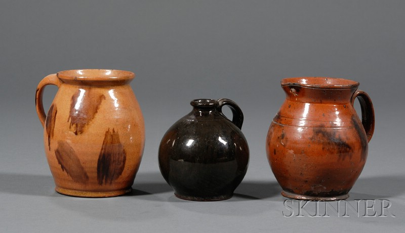 Appraisal: Three Redware Items America early th century a small dark