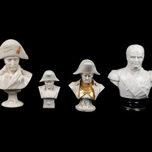 Appraisal: Four Busts of Napoleon th Century comprising a porcelain example