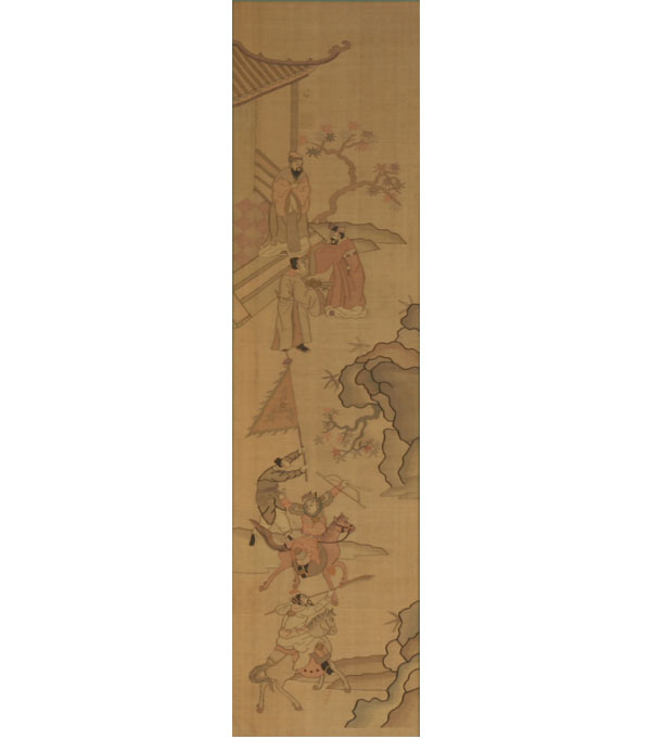 Appraisal: Antique framed Japanese woven silk work panel with gold metallic