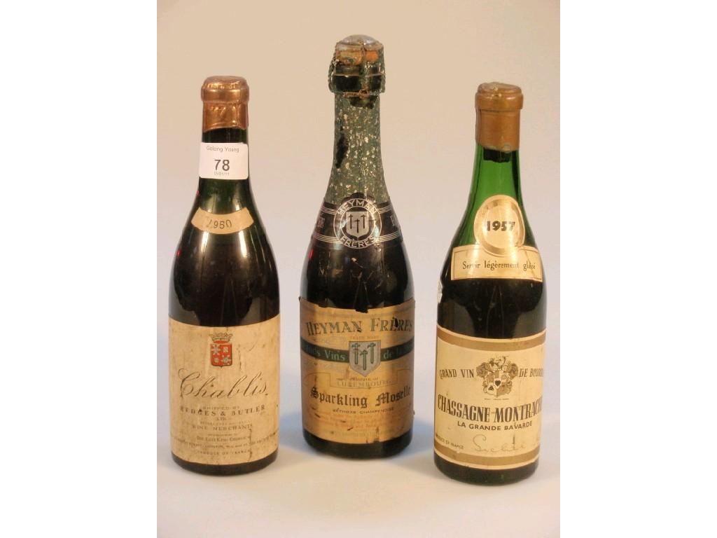 Appraisal: Wine A sparking Moselle Chablis and Chassagne-Montrachet half bottles