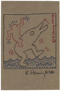 Appraisal: Haring Keith Original Drawing Signed K Haring and dated lower