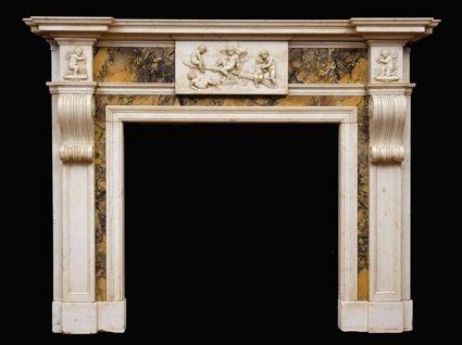 Appraisal: NORTH ITALIAN PROBABLY MILANESE MARBLE CHIMNEYPIECE The top with outset