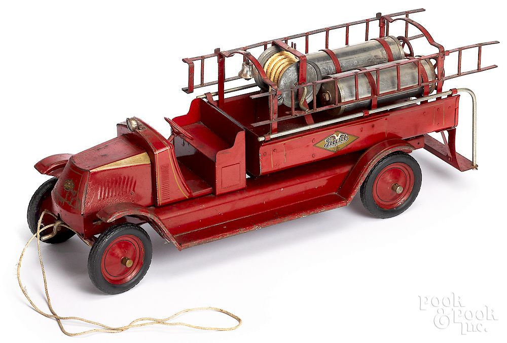 Appraisal: Pressed steel chemical pumper fire truck American National pressed steel