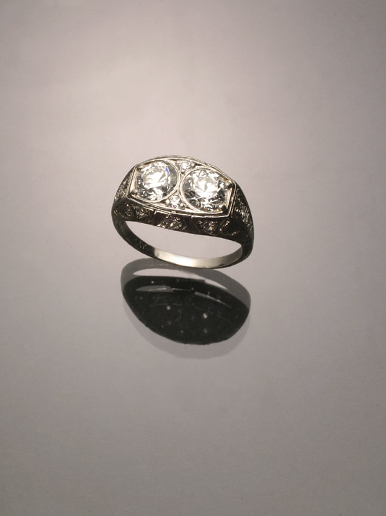 Appraisal: Art Deco Platinum and Diamond Dinner Ring Circa Set with