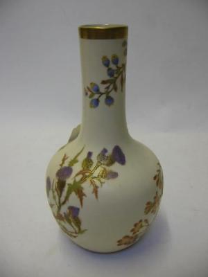 Appraisal: A ROYAL WORCESTER PORCELAIN BOTTLE VASE printed and painted in