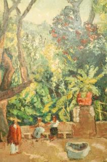 Appraisal: HARRY HERING Tropical Landscape Oil Painting Imp HARRY HERING Tropical