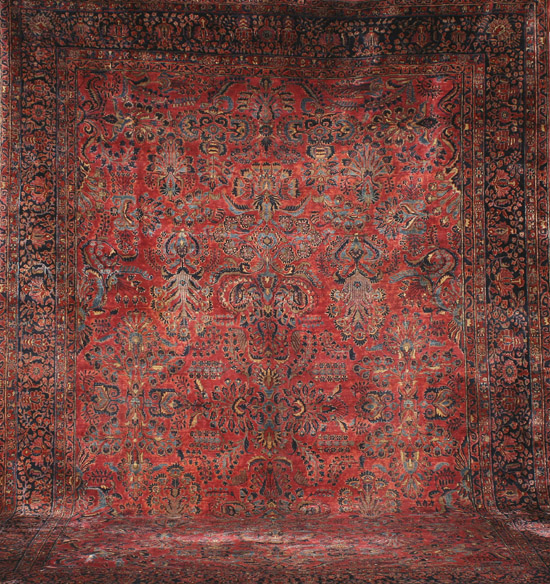 Appraisal: Sarouk Rug Second Quarter th Century Shaded red ground with