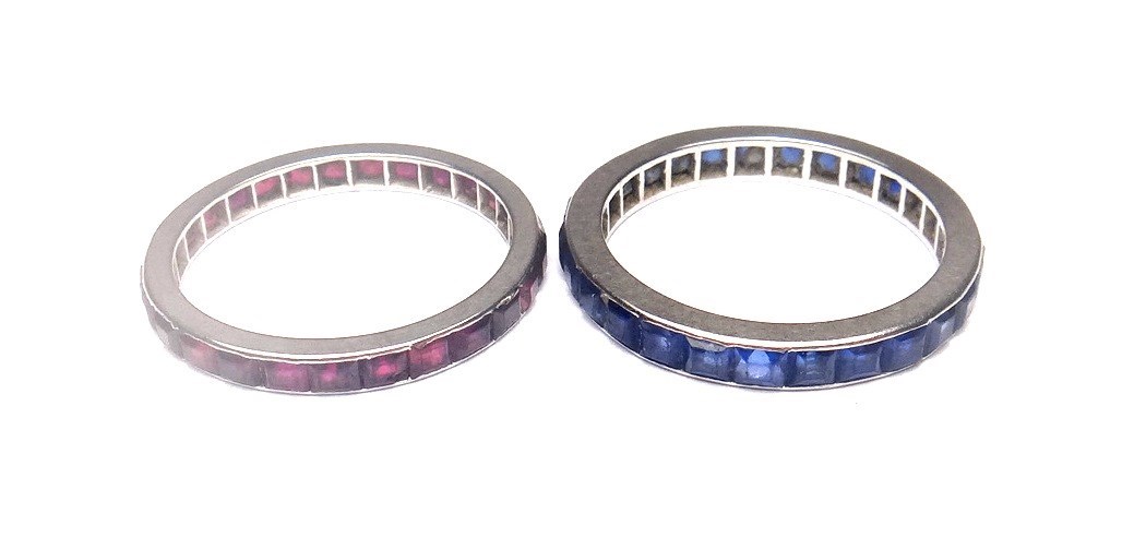 Appraisal: A sapphire set full eternity ring mounted with calibre cut