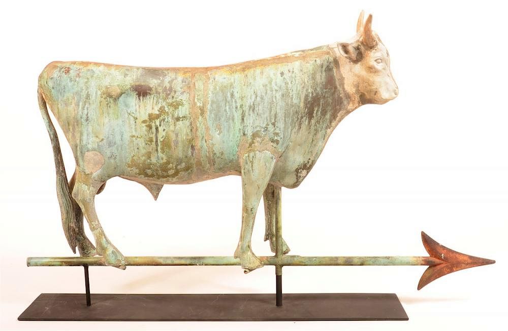 Appraisal: Copper Dimensional Bull Weathervane Very Good th Century Copper Dimensional