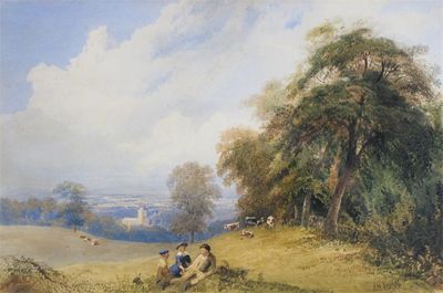 Appraisal: John Henry Mole - Children playing on a hill a