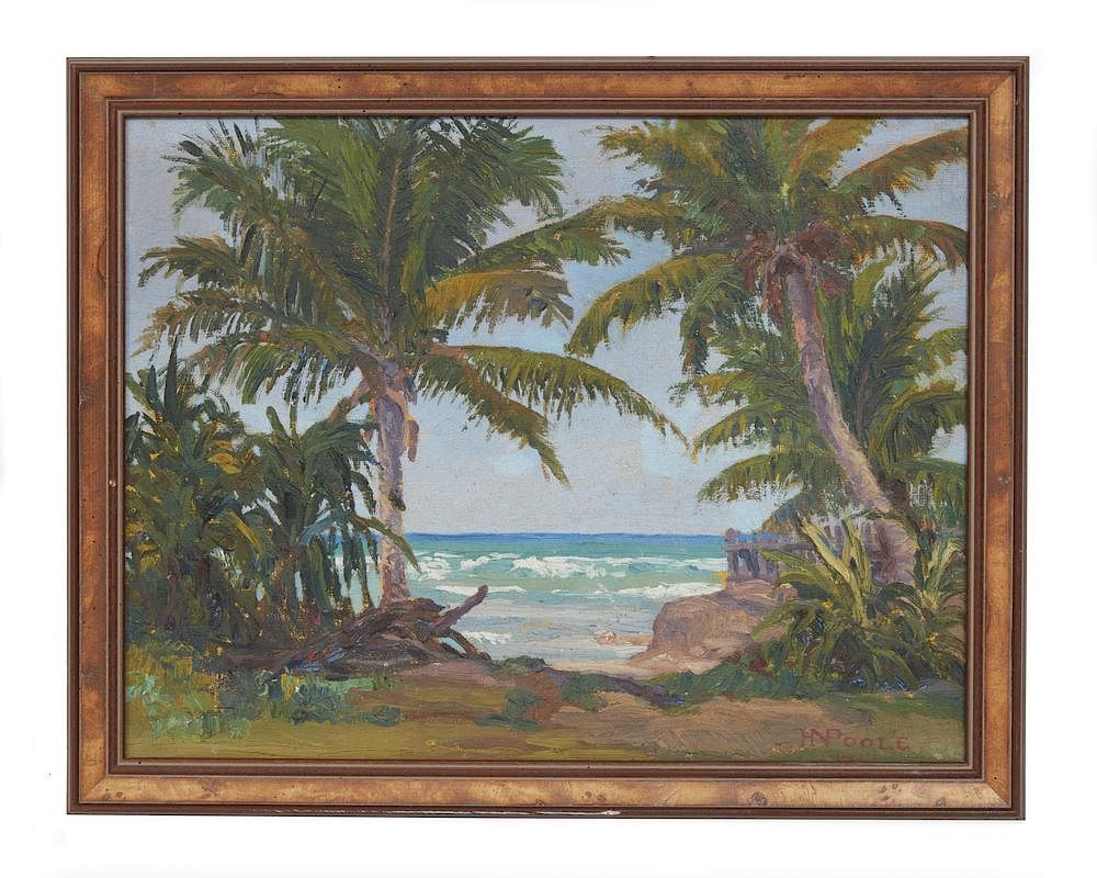 Appraisal: Horatio Nelson Poole - Painting Hawaiian Coastal Scene Framed Horatio