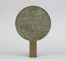 Appraisal: Japanese Bronze Mirror ca th Century Fine chased relief of