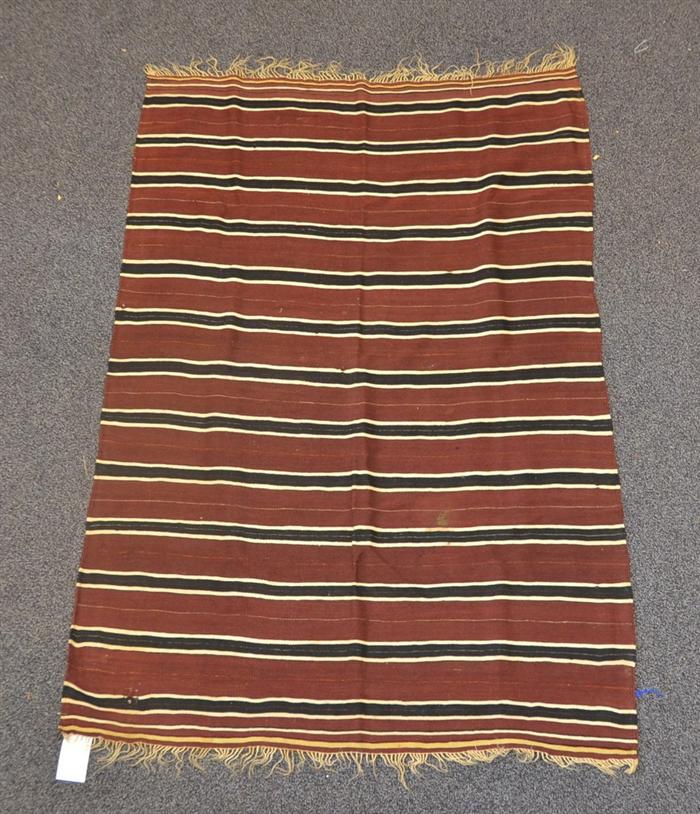 Appraisal: Flat Weave blankets with Stripes th Century Morocco one measures