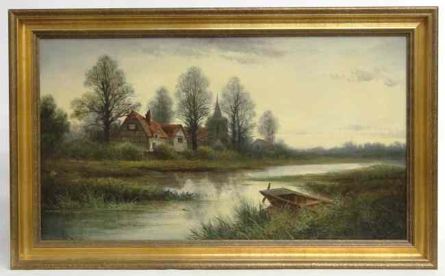 Appraisal: th c oil on canvas landscape signed ''G Cole'' George