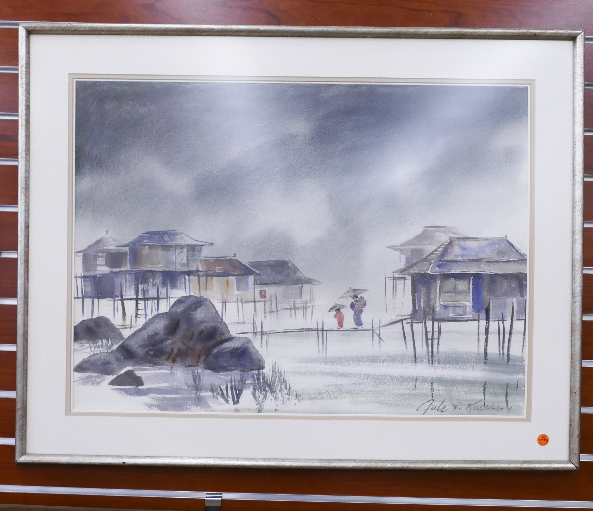 Appraisal: Jule Kullberg Japanese Scene Watercolor Framed- x ''