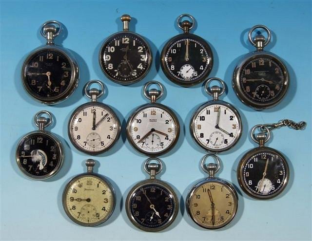 Appraisal: Twelve pocket watches including military examples Royal Flying Corps pocket