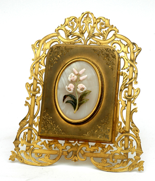 Appraisal: A FRENCH GILT BRONZE AND PIETRE DURE DOUBLE PORTRAIT FRAME