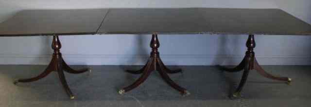 Appraisal: George III Triple Pedestal Mahogany Dining Table With two ''