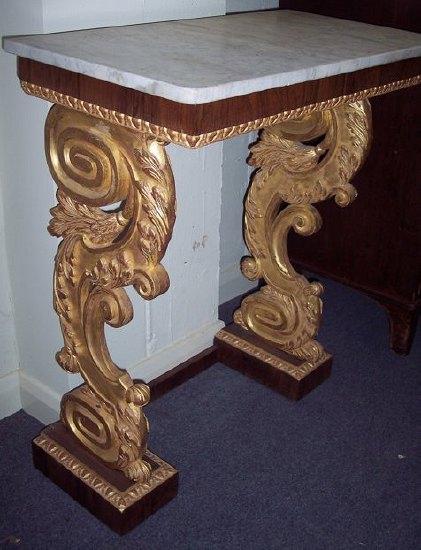 Appraisal: A Regency console table circa with later marble top and