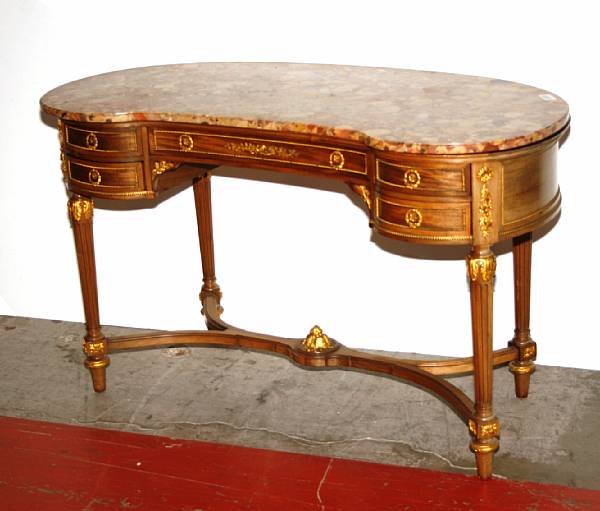 Appraisal: A Louis XVI style gilt bronze mounted painted marble top