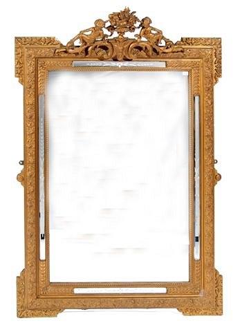 Appraisal: A gilt framed wall mirror with rectangular glass frame with