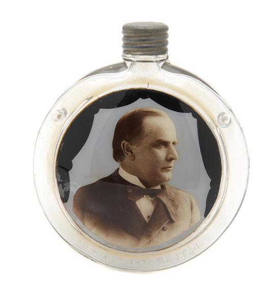 Appraisal: A Glass Presidential Campaign Flask of circular form the reverse