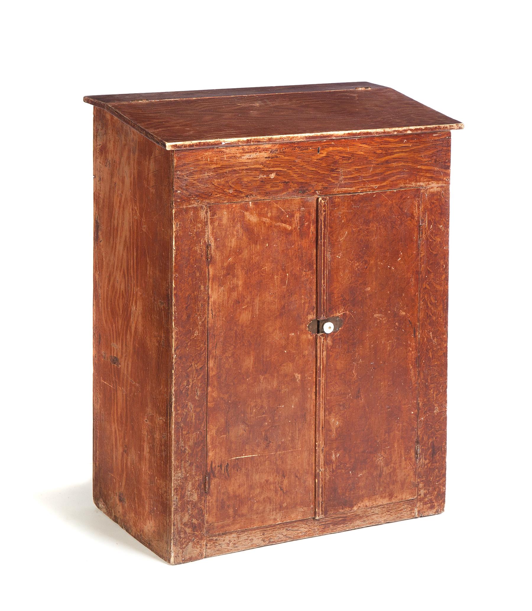 Appraisal: AMERICAN BIN Second half- th century pine Slant lift lid