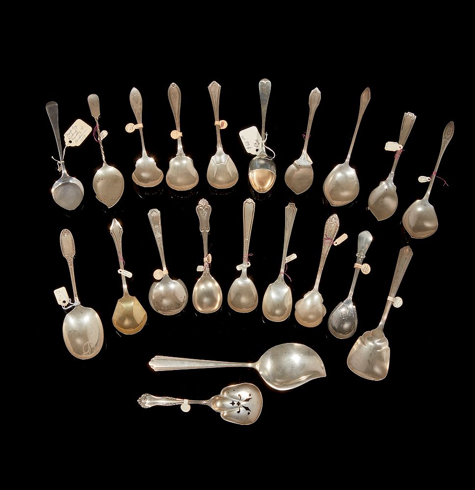 Appraisal: Sterling Silver Jelly Servers Berry Spoons Sugar Spoons Assorted sterling