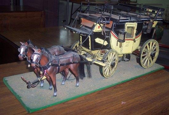 Appraisal: A wooden model of the London to Bath stagecoach cm