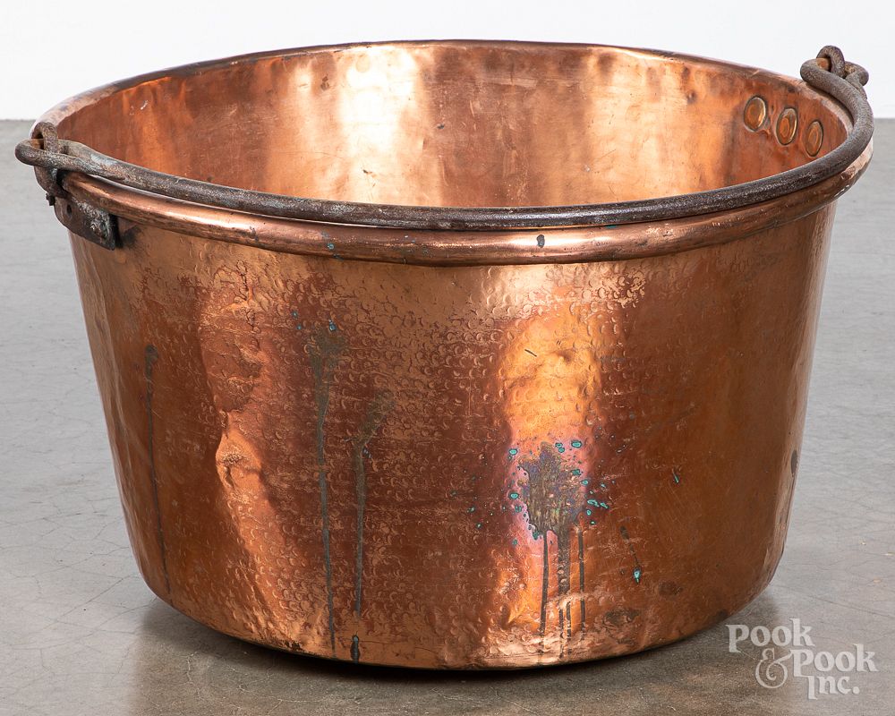 Appraisal: Copper apple butter kettle th c Copper apple butter kettle