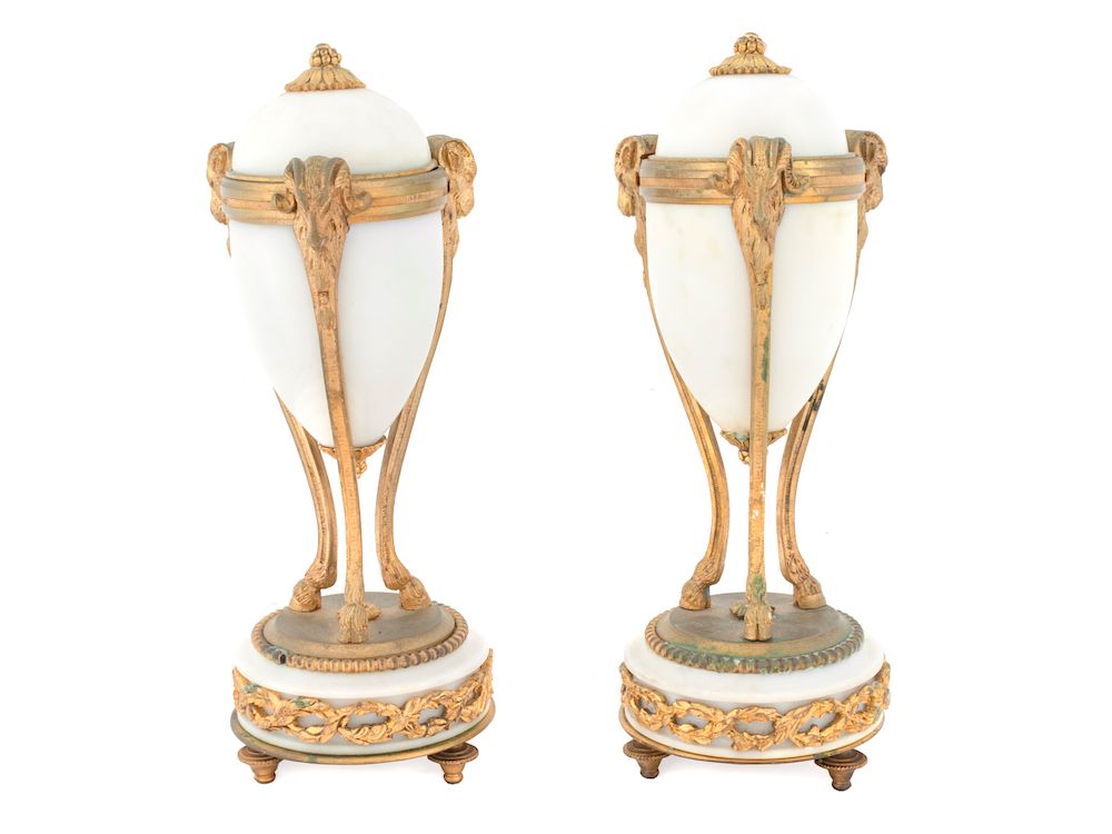 Appraisal: A Pair of Louis XVI Style Gilt Bronze Mounted Alabaster