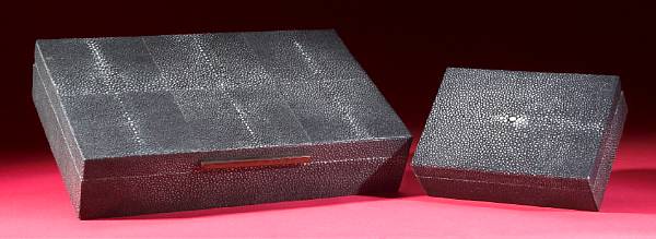 Appraisal: Two Stingray Skin Covered Boxes Dasiatys sephen Designed by Stephane