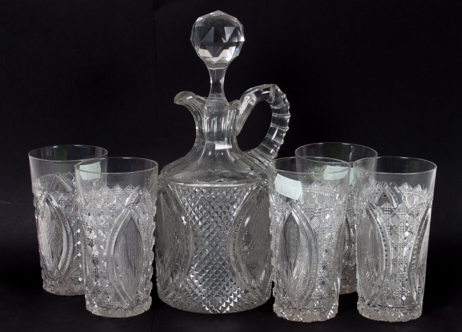 Appraisal: Anglo-Irish cut glass decanter set mid- th century assembled set