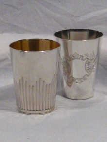 Appraisal: Two silver beakers one with German standard marks the other