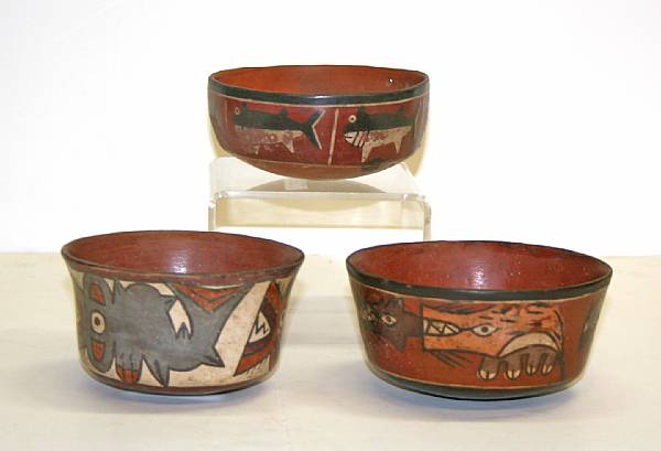 Appraisal: Three Nazca polychrome bowls circa B C - A D