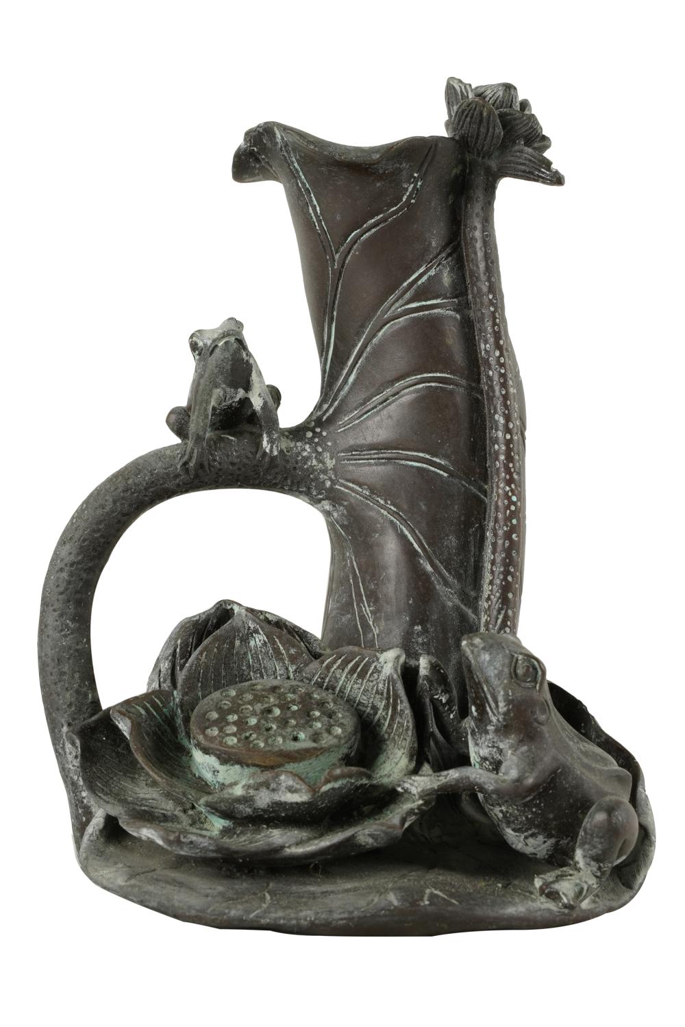 Appraisal: PATINATED BRONZE FROG VASEunmarked inches wide inches high Condition