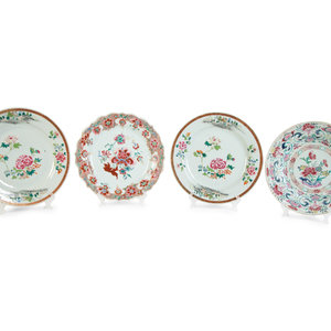 Appraisal: A Group of Four Chinese Export Famille Rose Porcelain Plates