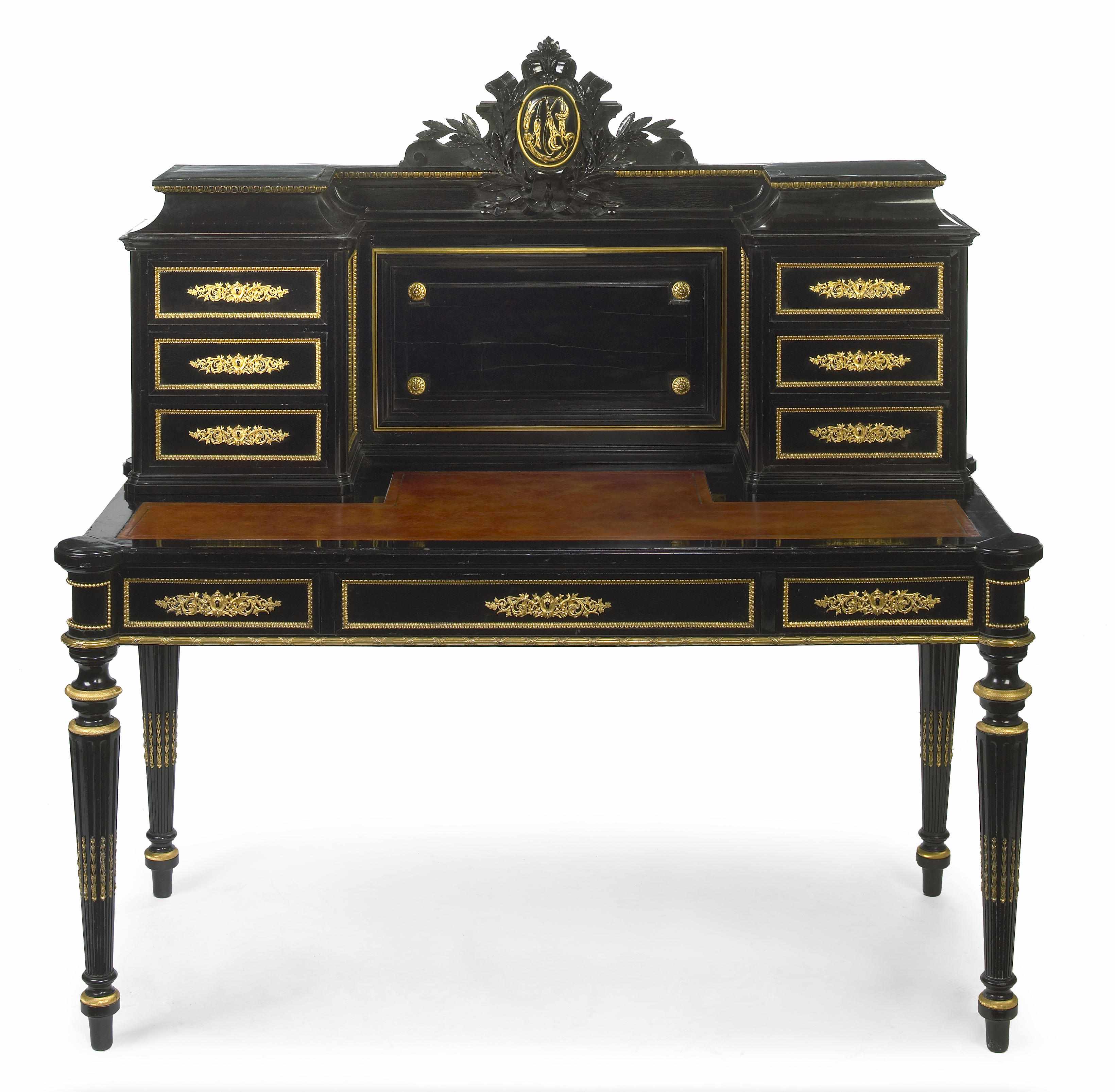 Appraisal: A Napoleon III gilt bronze mounted ebonized desk third quarter