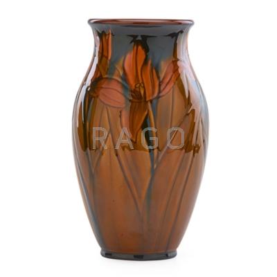 Appraisal: LENORE ASBURY - ROOKWOOD Fine Yellow Tinted vase with tulips