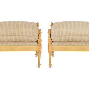 Appraisal: A Pair of Louis XVI Style Resin Benches with Loose