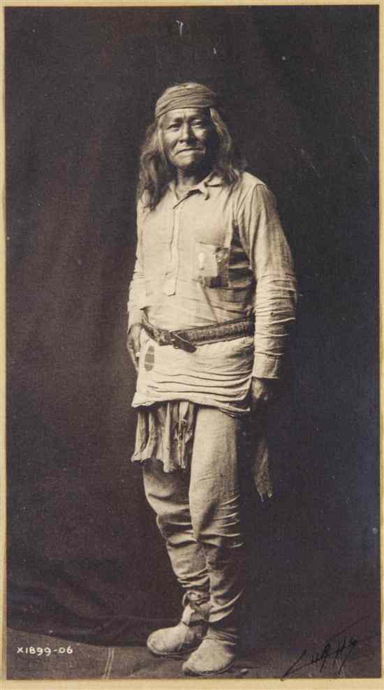 Appraisal: NATIVE AMERICAN CURTIS EDWARD Typical Apache Figure photogravure on paper