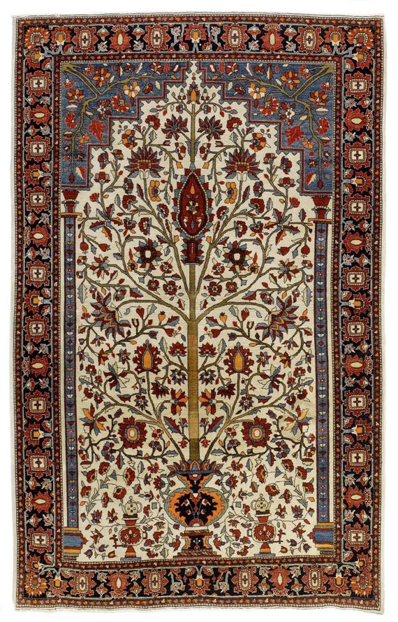 Appraisal: SAROUK FERAGHAN PRAYER CARPET antique SSlightly blotched Slight traces of