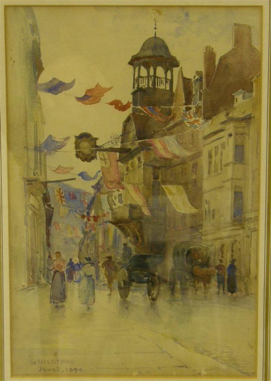 Appraisal: th century watercolour of Guildford unsigned dated h w in