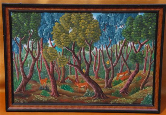 Appraisal: FRANKLIN LATORTUE HATIAN TH CENTURY Oil on canvas Jungle Scene