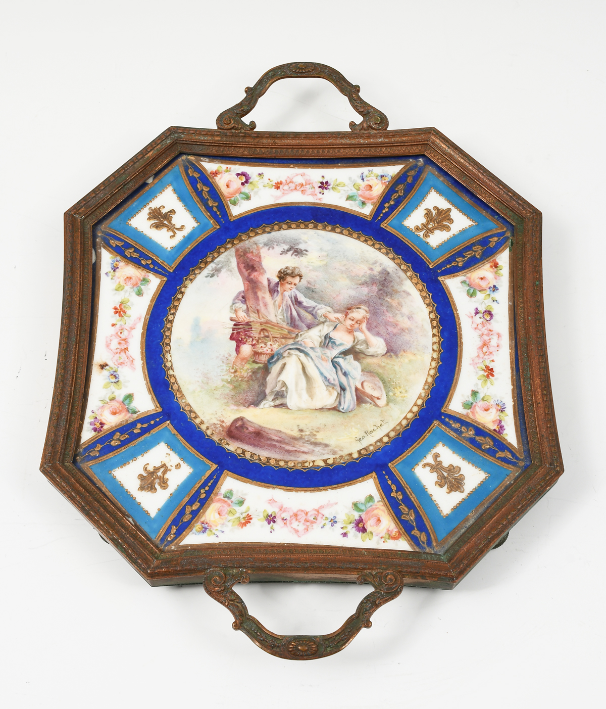 Appraisal: METAL MOUNTED SEVRES PORCELAIN TRAY Enameled Sevres metal mounted tray