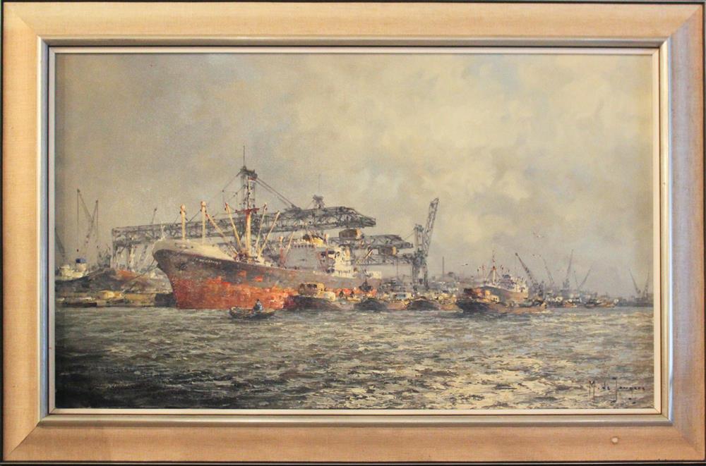 Appraisal: MARINUS JOHANNES DE JONGERE DUTCH - ROTTERDAM WAALHAVEN Oil on