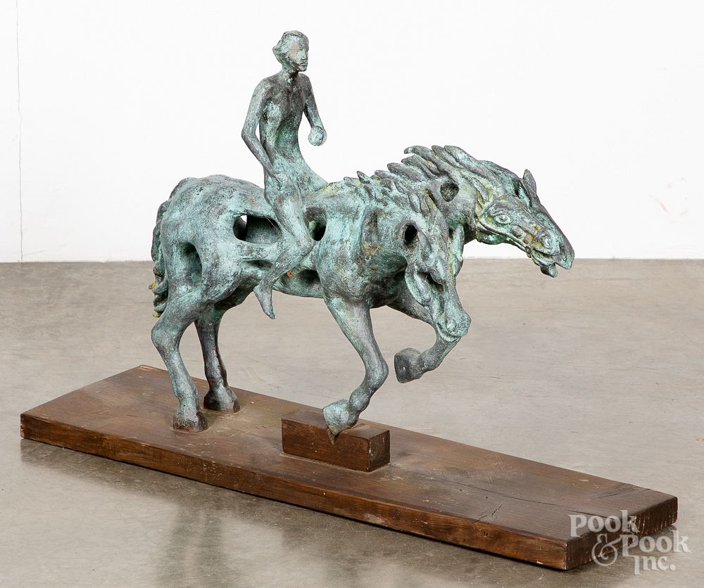 Appraisal: Georgina Farias bronze surrealist horse and rider Georgina Farias Mexican